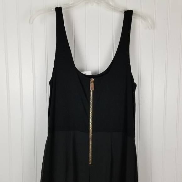Vince Camuto Black and White Chiffon Sheer Overlay Tank Maxi Dress Petite Large - Picture 7 of 12